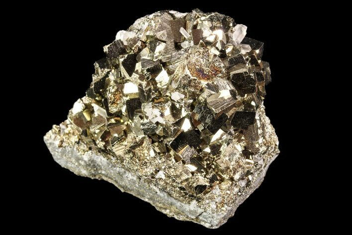 Gleaming, Cubic Pyrite Crystal Cluster - Peru #107418